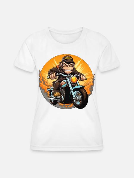 Monkey Motorcycle / Motorcyclist Monkey - Women's Functional T-Shirt - white