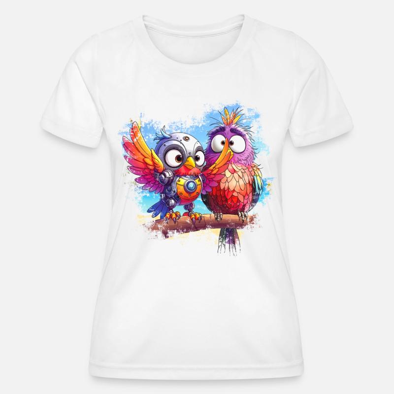 Beach robot birds, light, joy, colors - Women's Functional T-Shirt - white