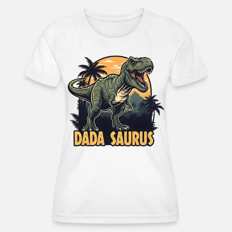 Dada Saurus T-Rex Illustration - Women's Functional T-Shirt - white