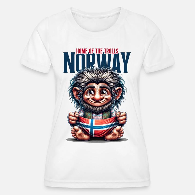 Norwegian Troll with Flag - Women's Functional T-Shirt - white