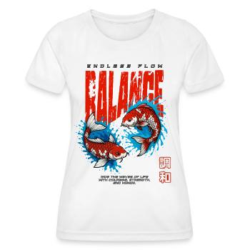 Poisson Koi - Équilibre - T-shirt sport Femme - blanc - Devant - AI Model Female 172 dark (172cm)