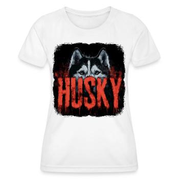 Chien husky – Hunde Portrait Design - T-shirt sport Femme - blanc - Devant - AI Model Female 172 dark (172cm)