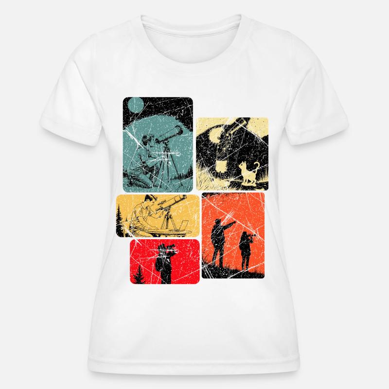 Solar System, Telescope, Stargazing - Women's Functional T-Shirt - white