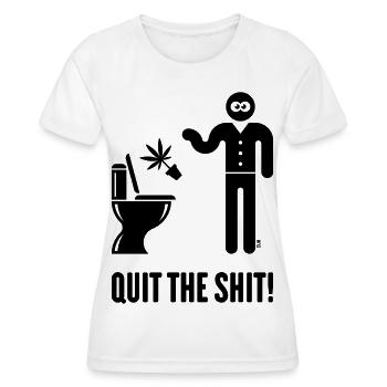 Quit The Shit! (Cannabis / Marihuana / Hanf / B) - Frauen Funktions-T-Shirt - Weiß - Vorne - AI Model Female 172 dark (172cm)