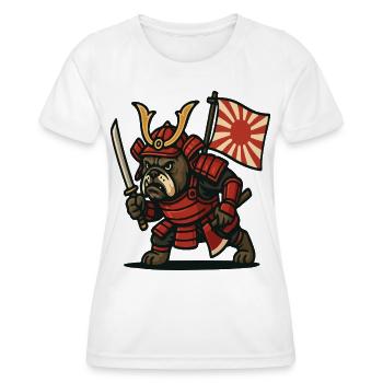 Samurai Bulldogge Krieger Japan Rüstung Design - Frauen Funktions-T-Shirt - Weiß - Vorne - AI Model Female 172 dark (172cm)
