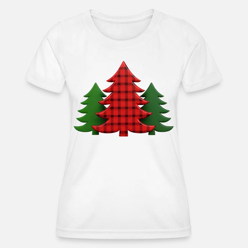 Plaid Tree Christmas Trees Christmas Tree - Women's Functional T-Shirt - white