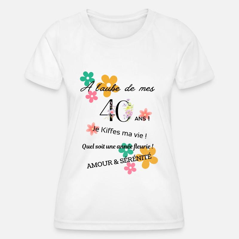 _40ans_fleurie - Women's Functional T-Shirt - white