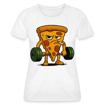 Pizza Slice Lyftning Vikter Rökning - Funktions-T-shirt dam - vit - Fram - AI Model Female 172 dark (172cm)