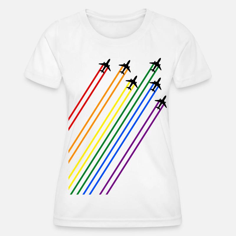 Black planes with rainbow trails - Women's Functional T-Shirt - white