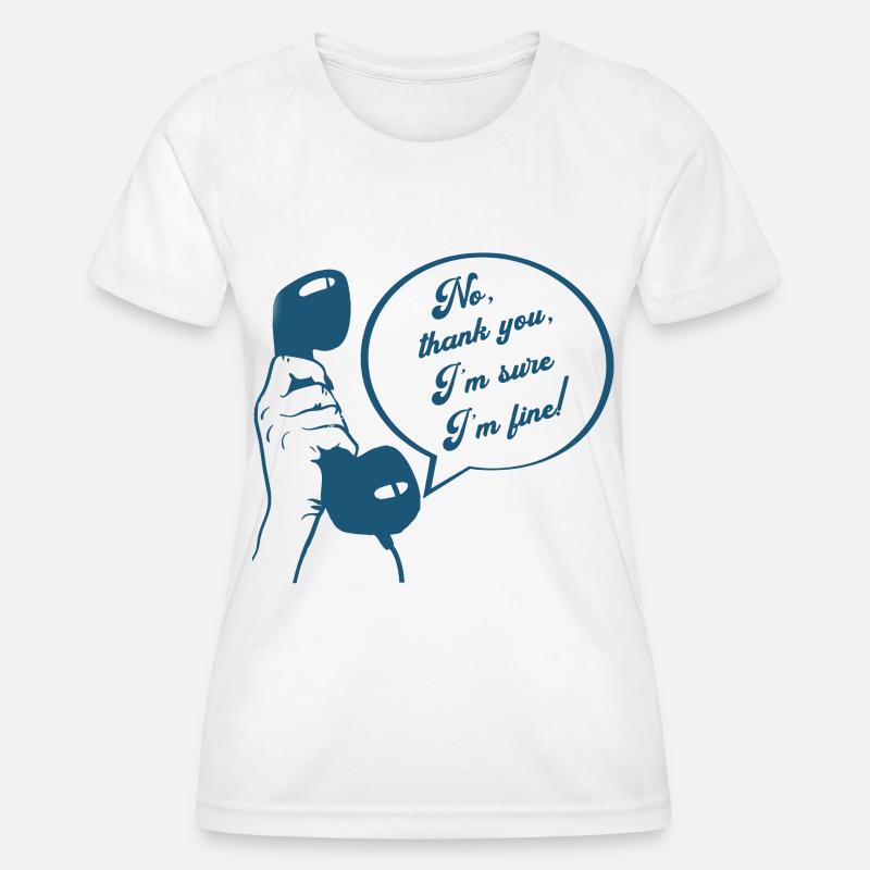 Retro Phone Design Funny Conversation  I'm Fine - Women's Functional T-Shirt - white