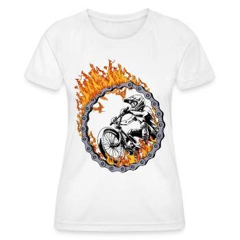 BMX Rider Fire Ring - Women's Functional T-Shirt - white - Front - AI Model Female 172 dark (172cm)