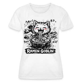 Katzen Ramen Nudel Japaner Anime Manga Kawaii - Frauen Funktions-T-Shirt - Weiß - Vorne - AI Model Female 172 dark (172cm)