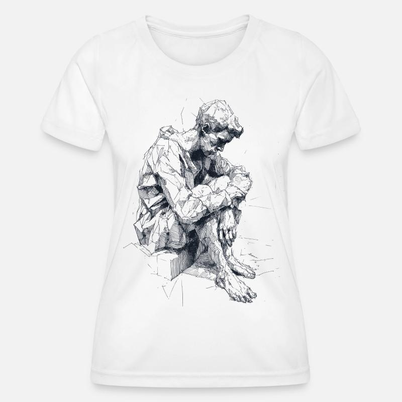 Geometric Shadow Figure - Women's Functional T-Shirt - white