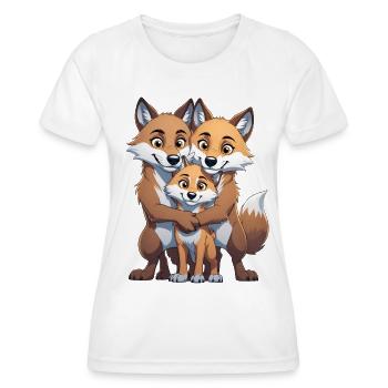 Trio de la famille Wolf - T-shirt sport Femme - blanc - Devant - AI Model Female 172 dark (172cm)