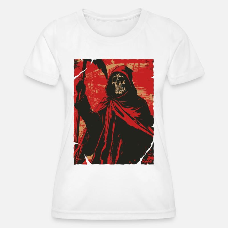 Red Shadow Grim Reaper Skull Skeleton - Women's Functional T-Shirt - white