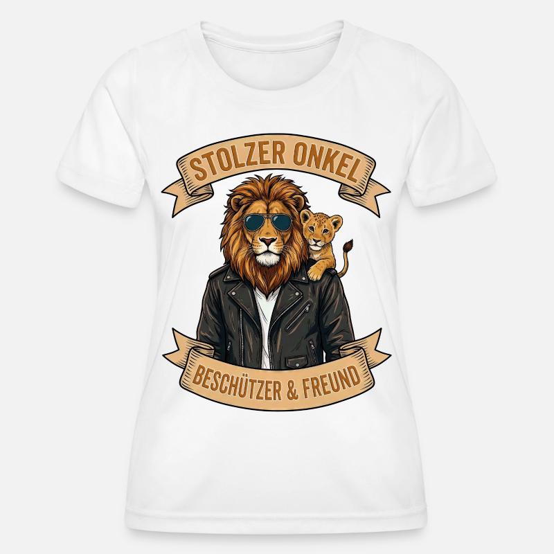 Lion Uncle: Protector & Friend - Women's Functional T-Shirt - white