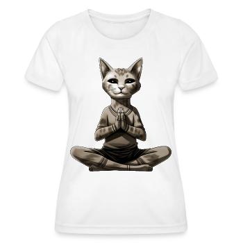 Yoga pour chat - T-shirt sport Femme - blanc - Devant - AI Model Female 172 dark (172cm)