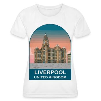 Liverpool UK Vintage Travel Poster Art - Women's Functional T-Shirt - white - Front - AI Model Female 172 dark (172cm)