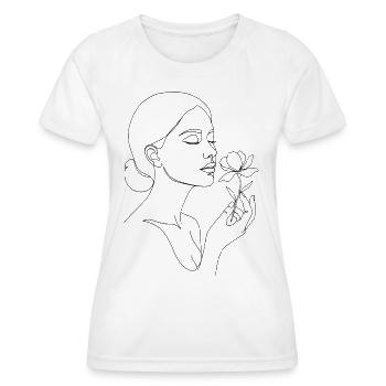 T-shirt en dessin unisexe avec un croquis sur le visage de la femme - T-shirt sport Femme - blanc - Devant - AI Model Female 172 dark (172cm)