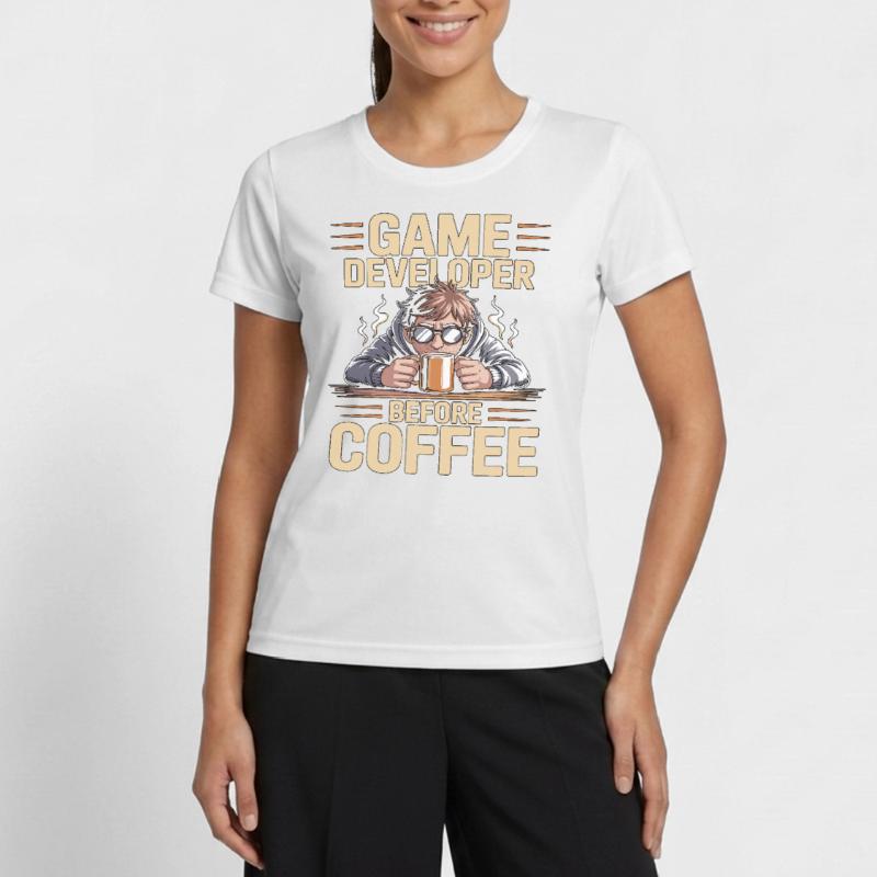 Game Developer Before Web Developer Coffee Lover Frauen Funktions-T-Shirt