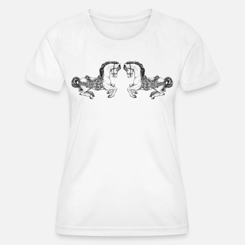 CAROUSEL HORSES - Women's Functional T-Shirt - white