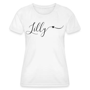 Lilly Name Vorname Dekorativ - Frauen Funktions-T-Shirt - Weiß - Vorne - AI Model Female 172 dark (172cm)