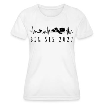 Big Sis 2027 Heartbeat-Schwangerschaftsankündigung - Frauen Funktions-T-Shirt - Weiß - Vorne - AI Model Female 172 dark (172cm)