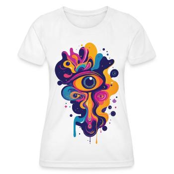 colorful psychedelic art graphic LSD color drops - Women's Functional T-Shirt - white - Front - AI Model Female 172 dark (172cm)