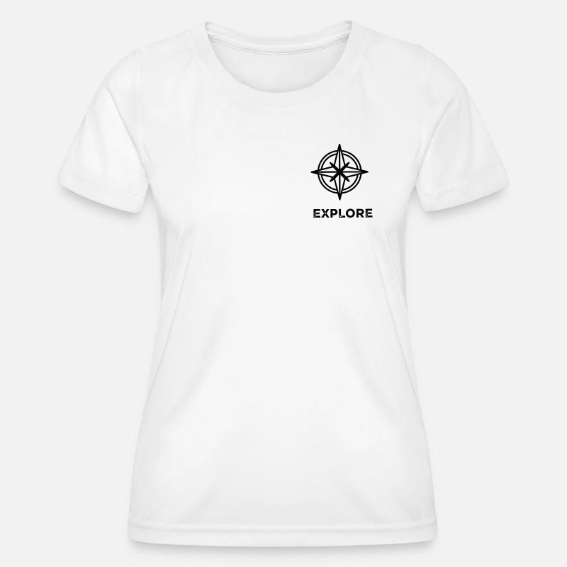Compass star with "Explore" lettering - Women's Functional T-Shirt - white