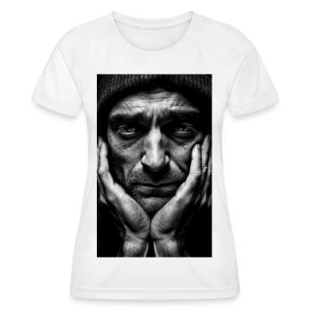 Thinking Guy - Frauen Funktions-T-Shirt - Weiß - Vorne - AI Model Female 172 dark (172cm)