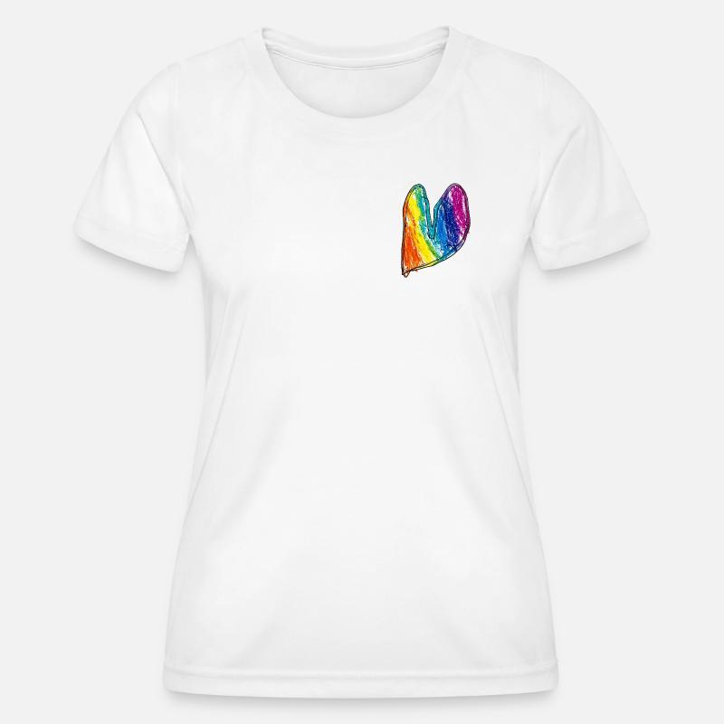 Rainbow Heart Wax Crayon - Women's Functional T-Shirt - white