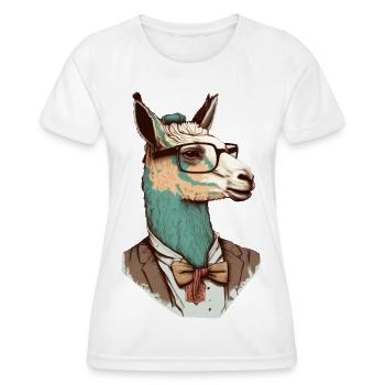 Lama Nerd mit Brille und Anzug - Frauen Funktions-T-Shirt - Weiß - Vorne - AI Model Female 172 dark (172cm)