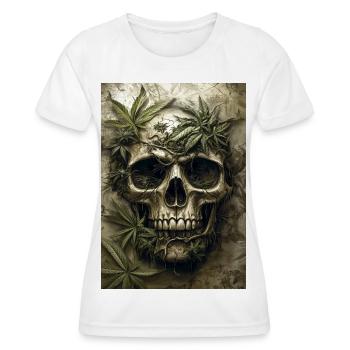 Schädel mit Hanfblättern - Frauen Funktions-T-Shirt - Weiß - Vorne - AI Model Female 172 dark (172cm)