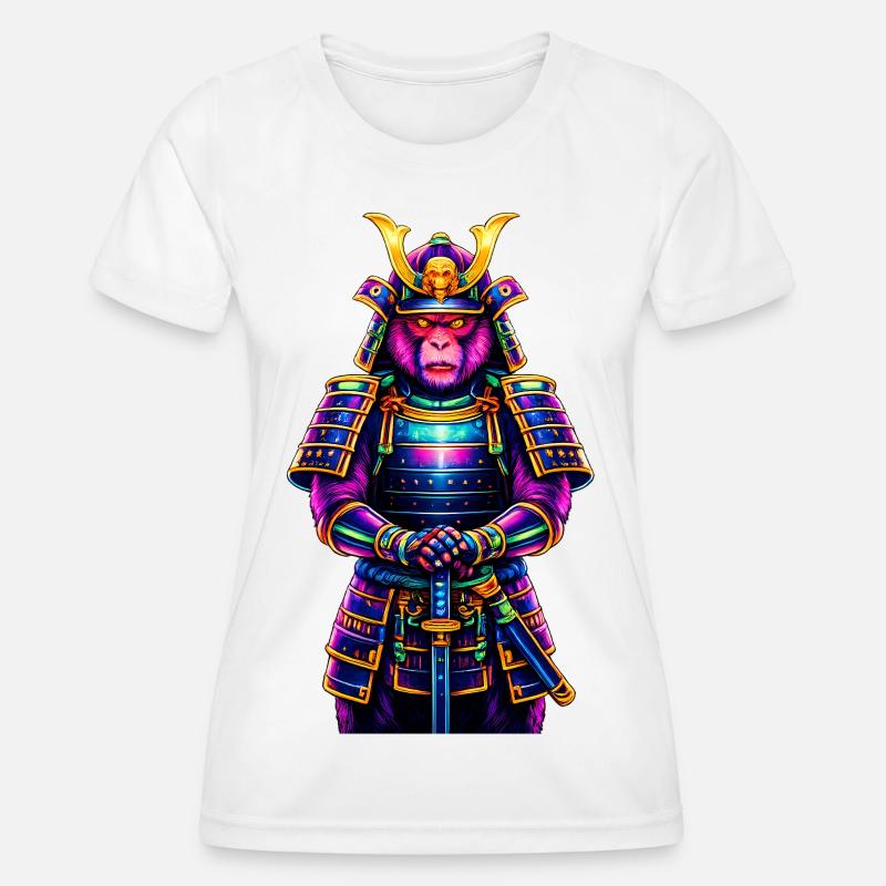 Neon Samurai Monkey Japanese Warrior Animal - Women's Functional T-Shirt - white