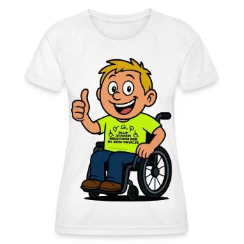 Starr weiter und ich mache einen Rollstuhltrick # - Frauen Funktions-T-Shirt - Weiß - Vorne - AI Model Female 172 dark (172cm)