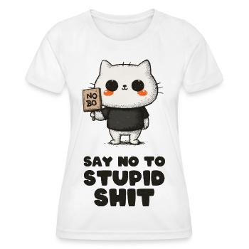 Un chat câlin dit non - T-shirt sport Femme - blanc - Devant - AI Model Female 172 dark (172cm)