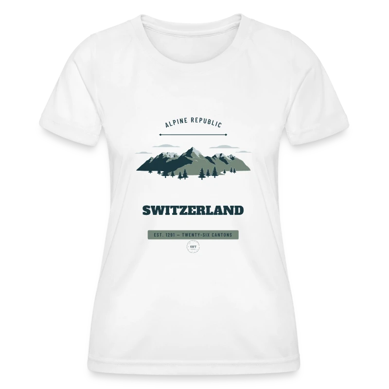 Switzerland-mærke på en women's functional t-shirt