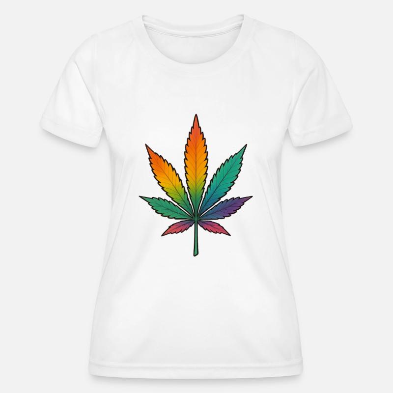 Rainbow Cannabis Leaf Design - Women's Functional T-Shirt - white