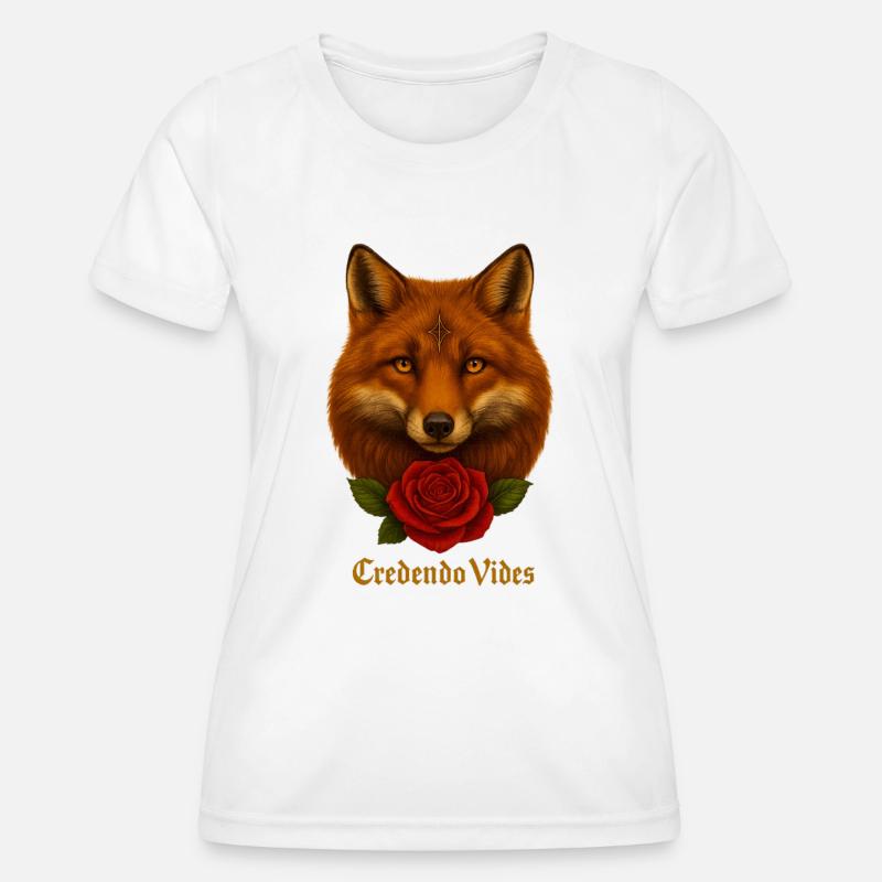 Fox with Rose - Credendo Vides - Women's Functional T-Shirt - white