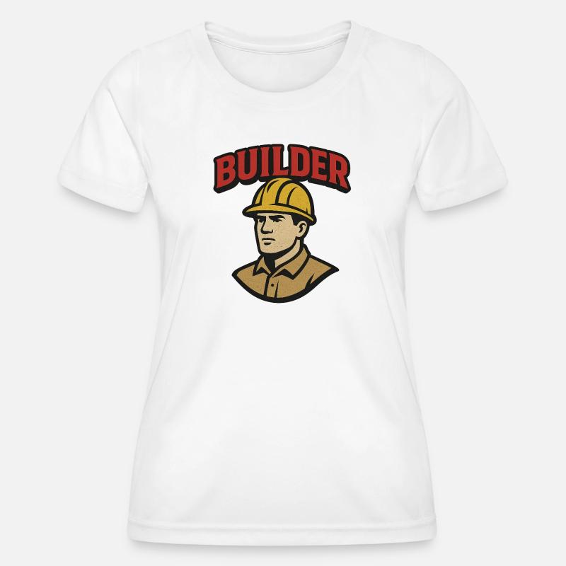 Construction Worker Retro Logo with Helmet - Women's Functional T-Shirt - white