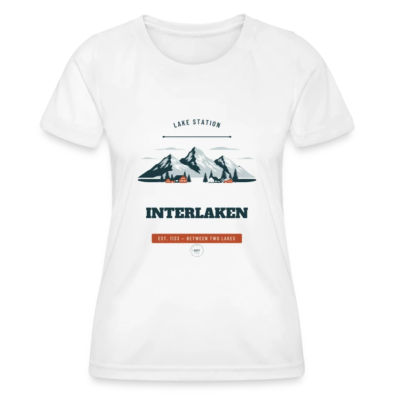 Interlaken badge on a women's functional t-shirt