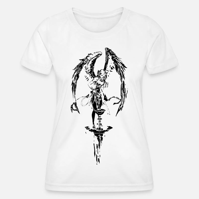 Winged_Guardian_Stamp_-_Gothic_Angel_Ink - Women's Functional T-Shirt - white