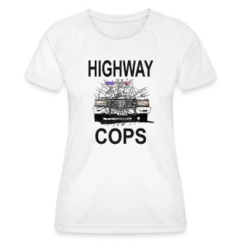 Highway Cops Police Car Action Design - Frauen Funktions-T-Shirt - Weiß - Vorne - AI Model Female 172 dark (172cm)