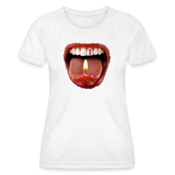 Date of birth 1 - tongue teeth - Women's Functional T-Shirt - white - Front - AI Model Female 172 dark (172cm)