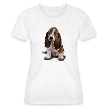 Basset-Hound - Frauen Funktions-T-Shirt - Weiß - Vorne - AI Model Female 172 dark (172cm)