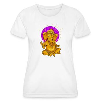 Yoga namaste Buddha Elefant ganesha gold Sonne om - Frauen Funktions-T-Shirt - Weiß - Vorne - AI Model Female 172 dark (172cm)