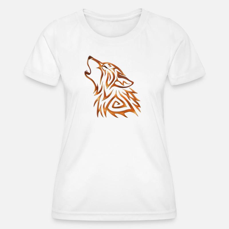 Tribal Wolf Howl Copper Flame - Women's Functional T-Shirt - white