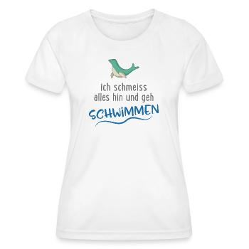 Schwimmen - Frauen Funktions-T-Shirt - Weiß - Vorne - AI Model Female 172 dark (172cm)