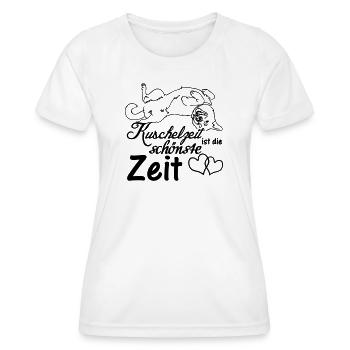 Kuschelzeit,schönste Zeit Hunde, Sprüche, Geschenk - Frauen Funktions-T-Shirt - Weiß - Vorne - AI Model Female 172 dark (172cm)