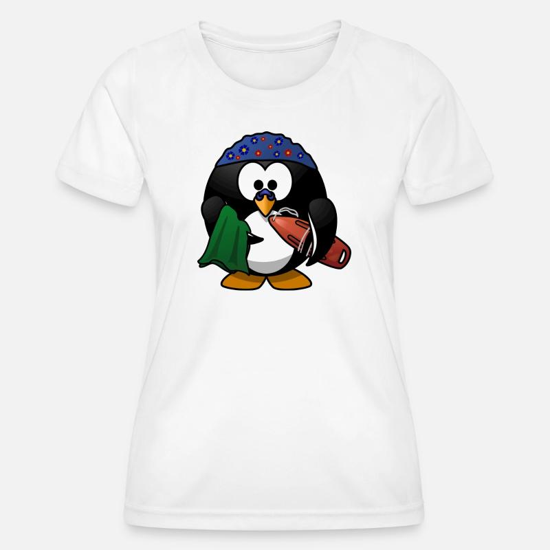 Flower Hat Penguin on the Beach - Women's Functional T-Shirt - white